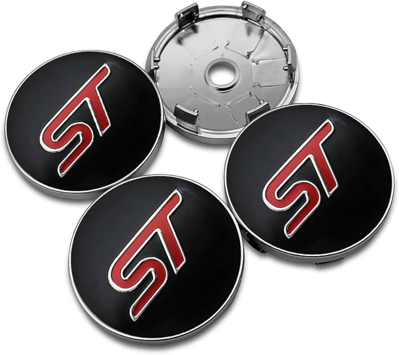 Ford ST Wheel Centre Caps — Black & Red