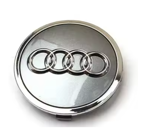 Audi Alloy Wheel Centre Caps — Grey with Silver Trim
